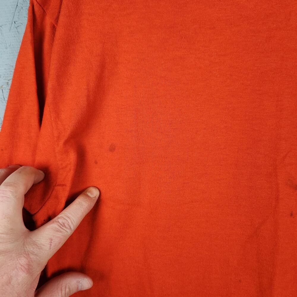 Vintage Hanover Hawks Shirt Mens Large Orange Graphic Logo 80s Virginia School - Picture 11 of 15